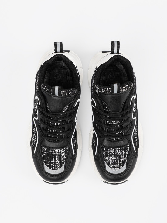 Black Sneakers with Decorative Inserts