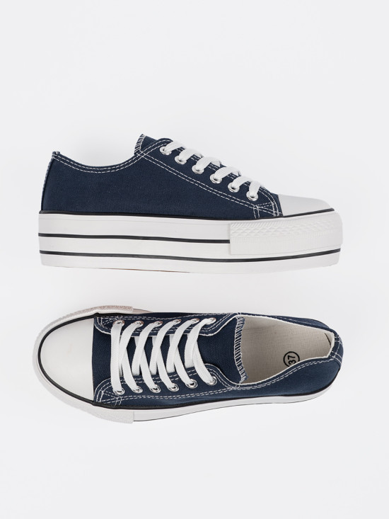 Women's Navy Platform Sneakers