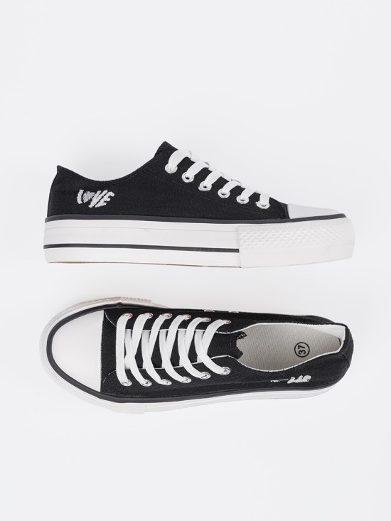 Black Sneakers with Love Inscription