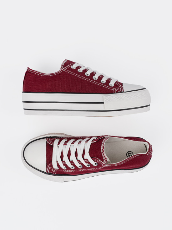 Burgundy Women's Platform Sneakers