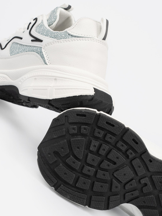 White-Green Sneakers with Decorative Inserts
