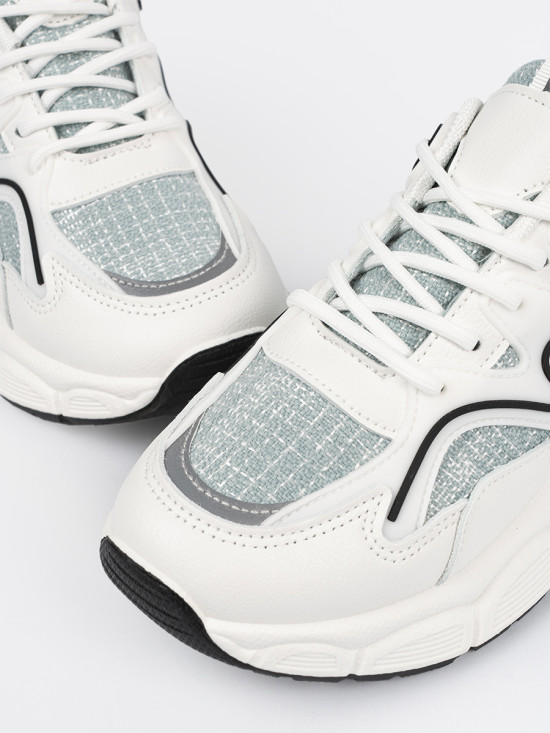 White-Green Sneakers with Decorative Inserts