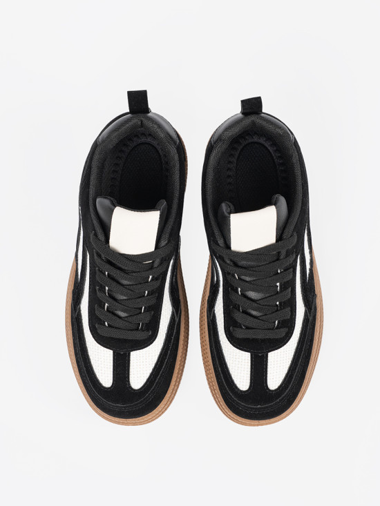 Black Sneakers with White Accents