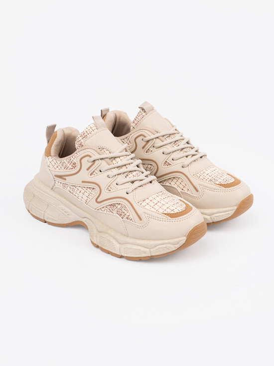 Light Beige Women's Platform Sneakers