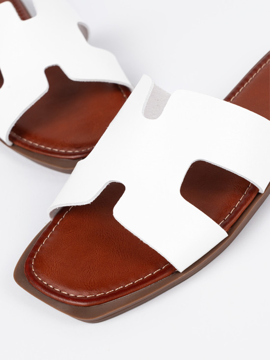 White Slide Sandals with Open Toe