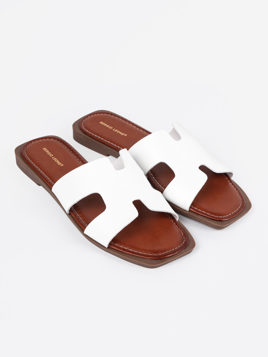 White Slide Sandals with Open Toe