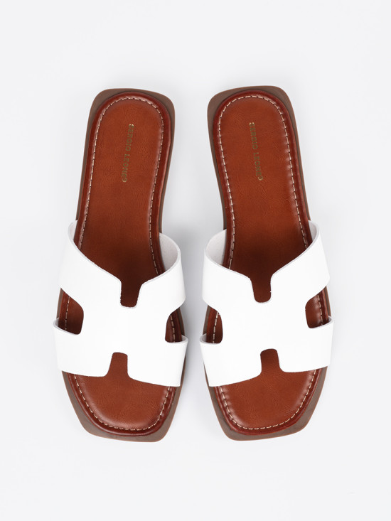 White Slide Sandals with Open Toe