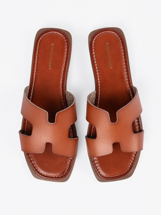 Brown Slippers with Open Toe
