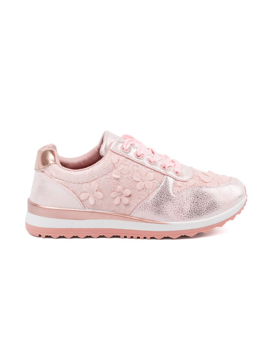 Pink Sneakers with Floral Pattern