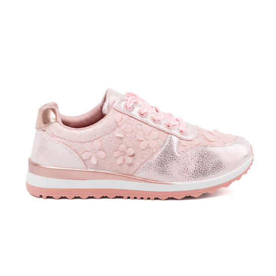 Pink Sneakers with Floral Pattern