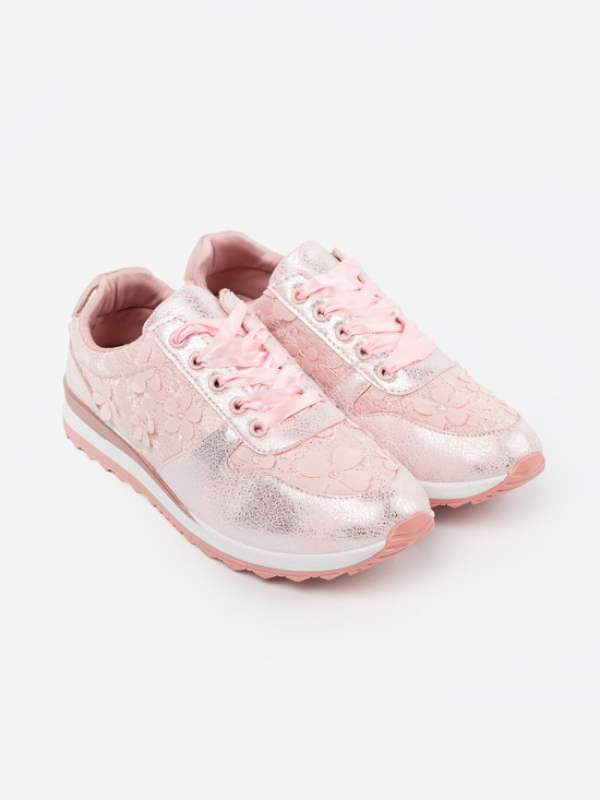 Pink Sneakers with Floral Pattern