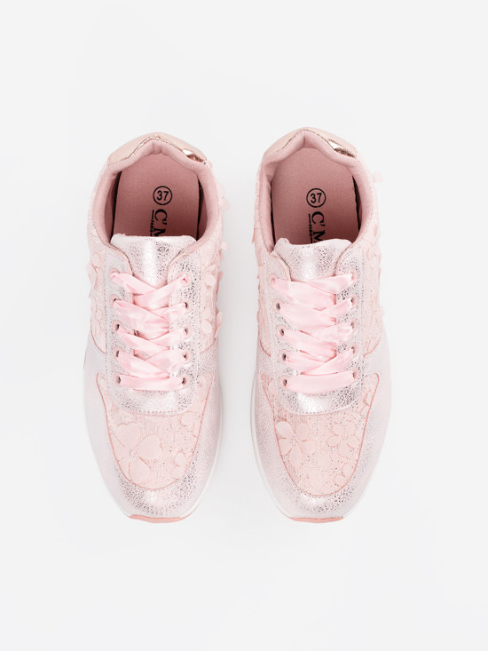 Pink Sneakers with Floral Pattern