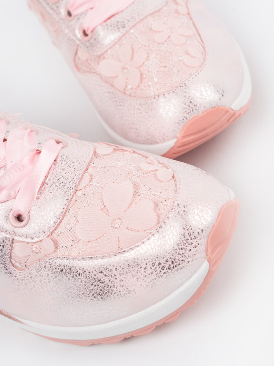 Pink Sneakers with Floral Pattern