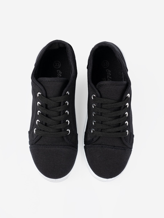 Black Lace-Up Sneakers