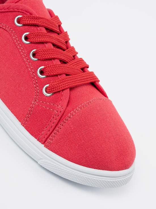 Red Lace-Up Sneakers