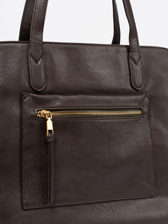Dark Brown Bag with Golden Details