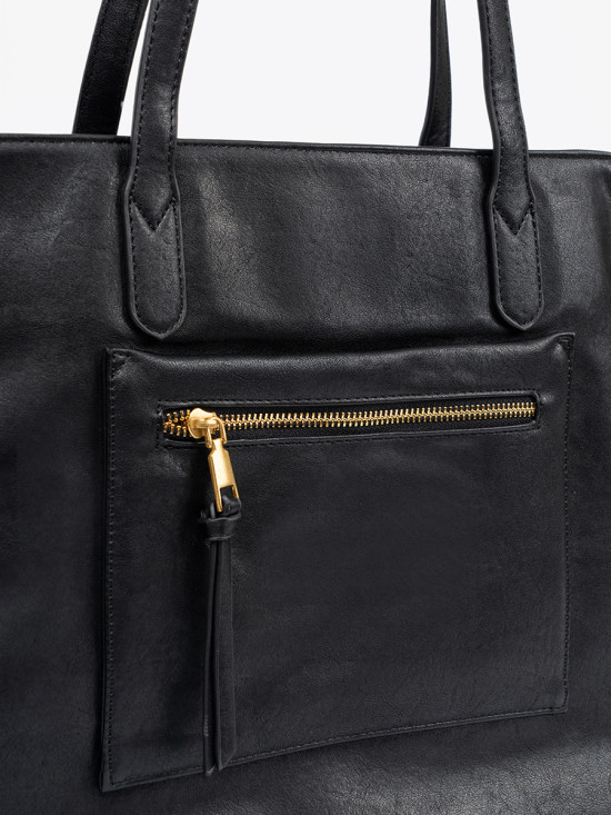Black Handbag with Golden Details