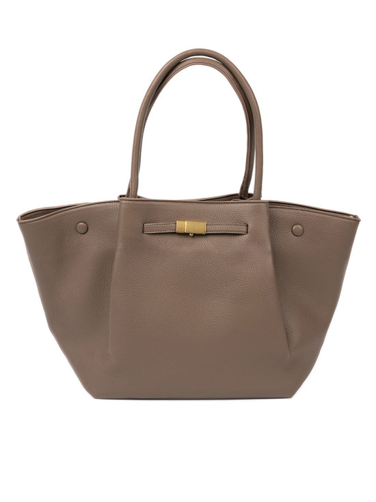 Beige Shopper Bag with Zipper