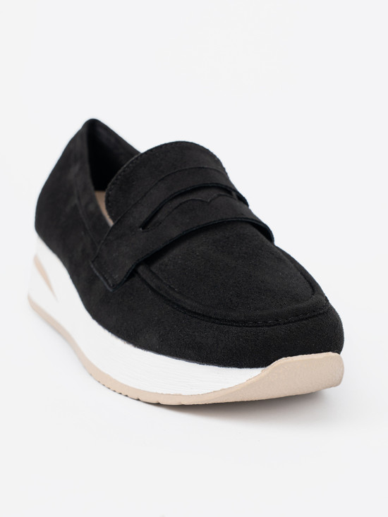 Black Suede Platform Moccasins