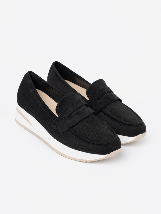 Black Suede Platform Moccasins