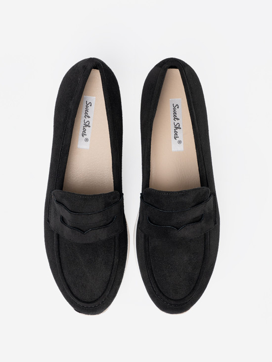 Black Suede Platform Moccasins