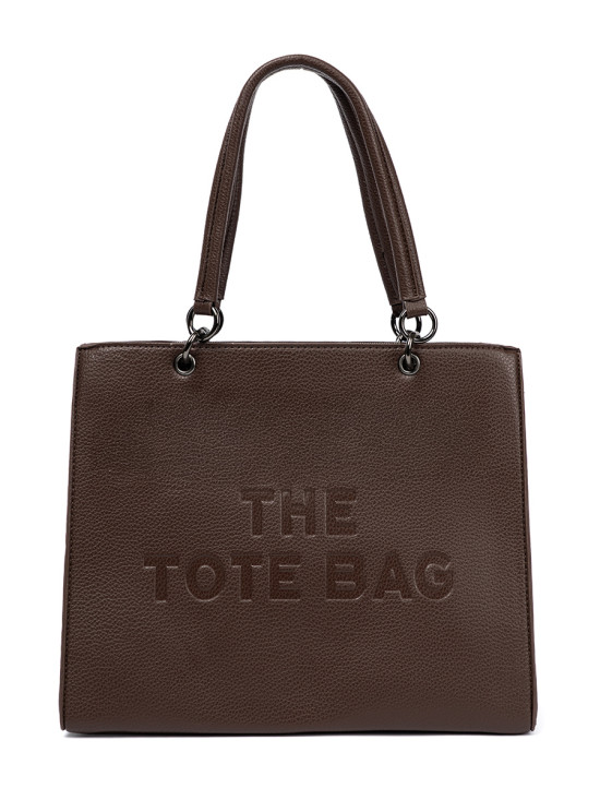 Brown Shopper Bag with Embossed Writing