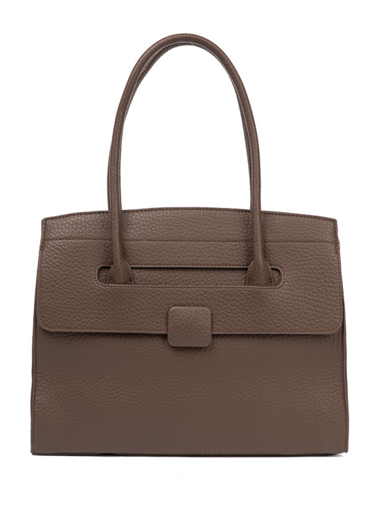 Brown Textured Eco-Leather Shopper Bag