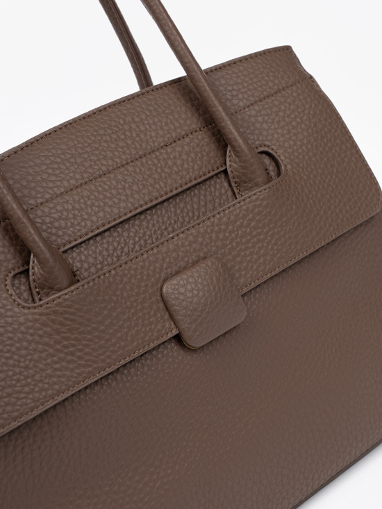 Brown Textured Eco-Leather Shopper Bag