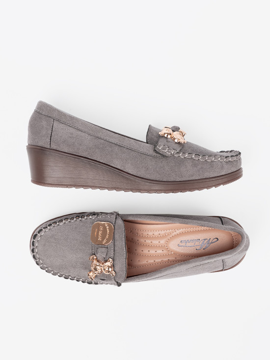 Gray Half Shoes with Golden Bear