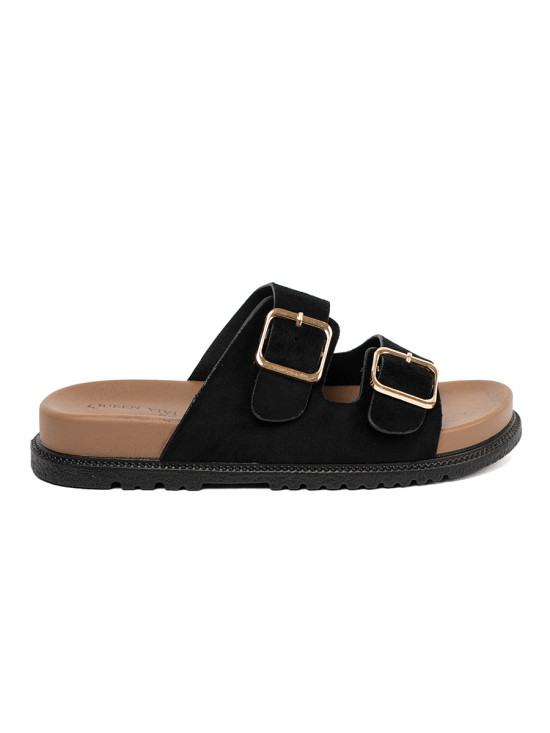 Black Sandals with Golden Buckles