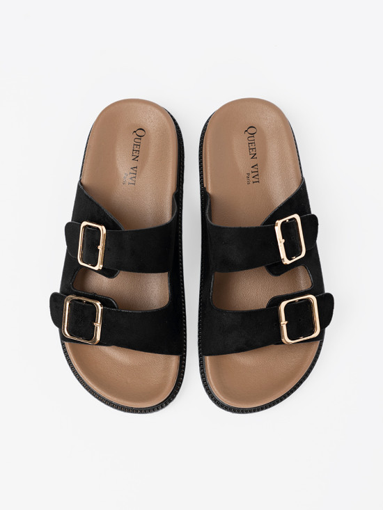 Black Sandals with Golden Buckles