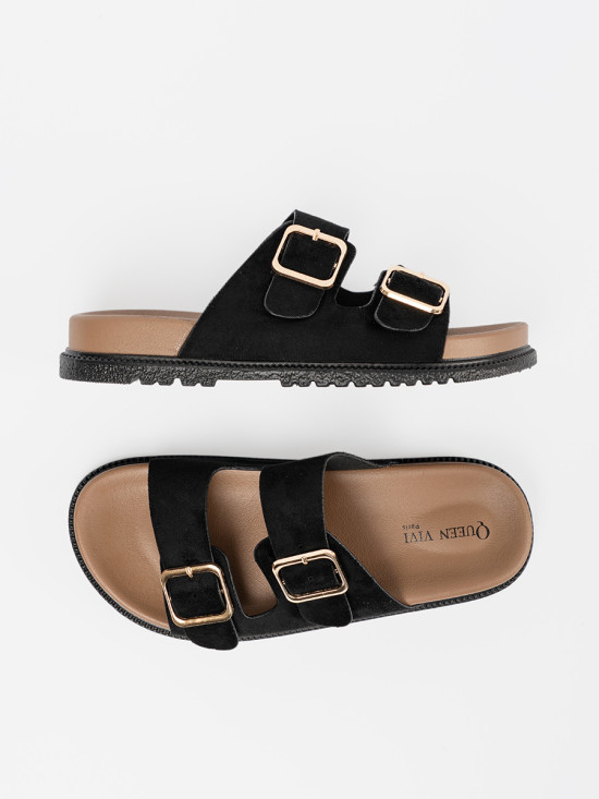 Black Sandals with Golden Buckles
