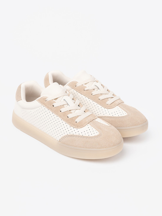 Light Beige Perforated Sneakers
