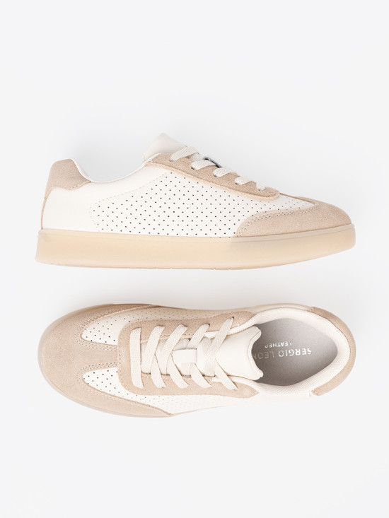 Light Beige Perforated Sneakers