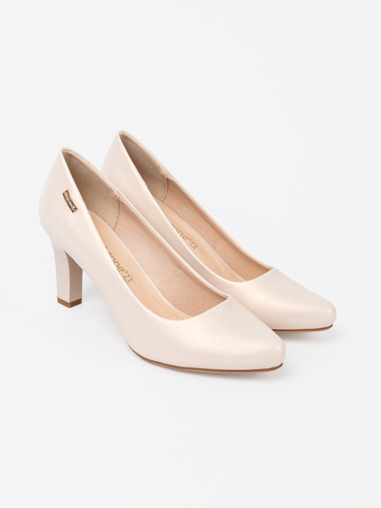 Beige Block Heel Pumps by Sergio Leone