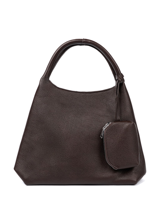 Elegant Brown Handbag with Cosmetic Pouch
