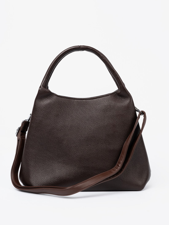 Elegant Brown Handbag with Cosmetic Pouch