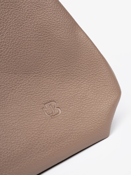 Elegant Dark Beige Handbag with Cosmetic Pouch