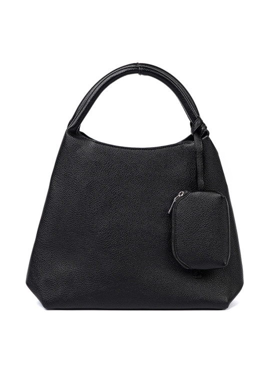 Elegant Black Handbag with Cosmetic Pouch