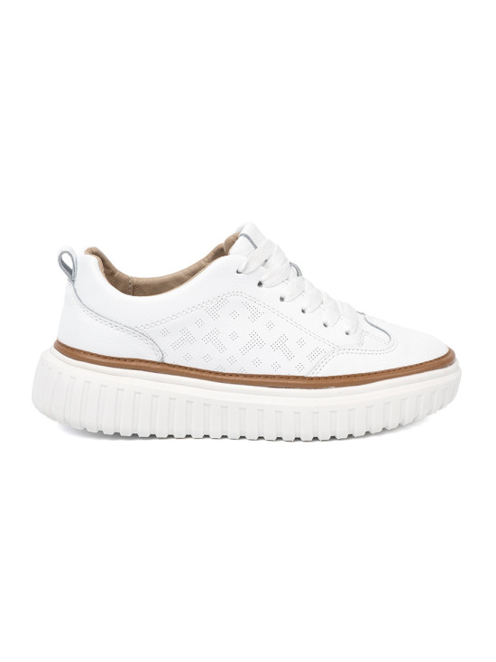 White Leather Sneakers on Platform by Sergio Leone