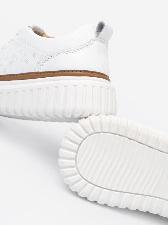 White Leather Sneakers on Platform by Sergio Leone