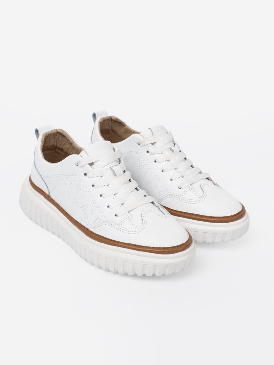 White Leather Sneakers on Platform by Sergio Leone