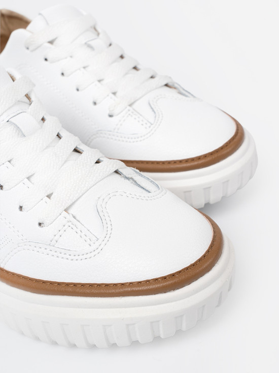 White Leather Sneakers on Platform by Sergio Leone