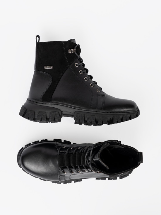 Black Ankle Boots with Chunky Sole and Zipper