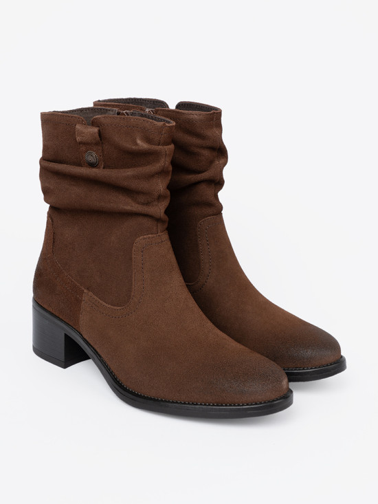 Brown Leather Ankle Boots with Ruffled Shaft by Sergio Leone