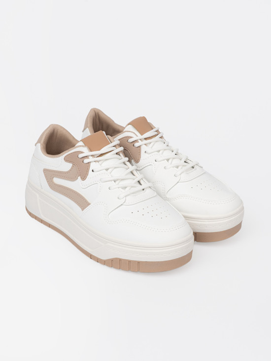 White-beige Platform Sneakers