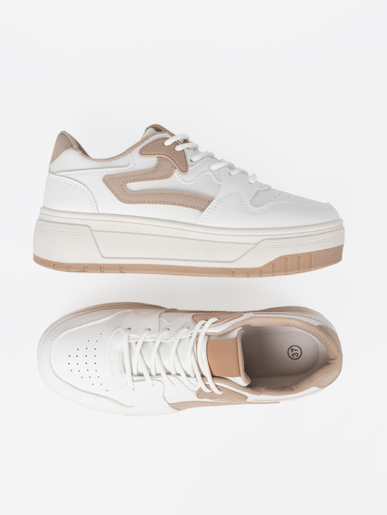 White-beige Platform Sneakers