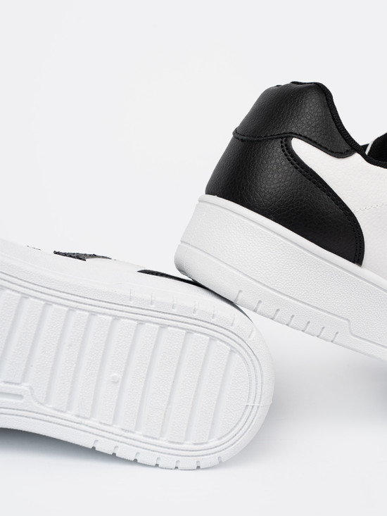 Stylish Black and White Sneakers with Glittering Details