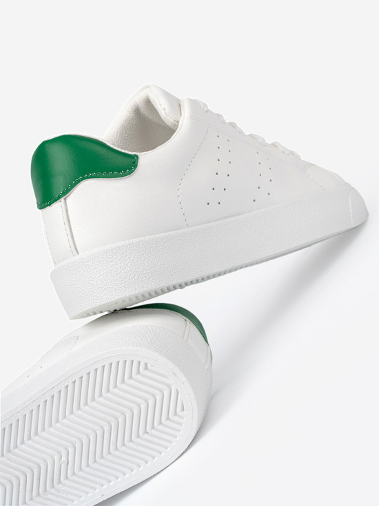 Classic White Sneakers with Green Accent