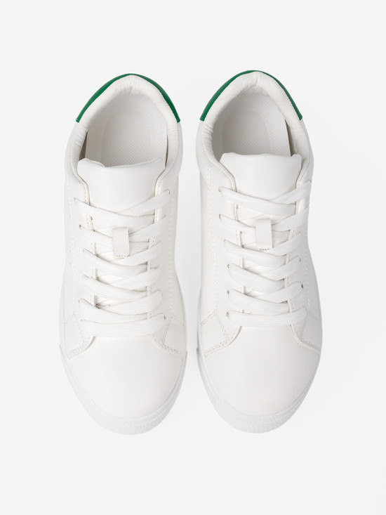 Classic White Sneakers with Green Accent